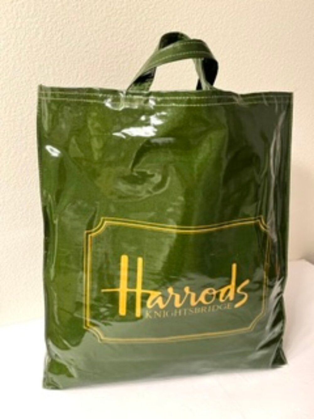 Harrods Knightsbridge Green PVC Coated Cotton Large Tote Bag